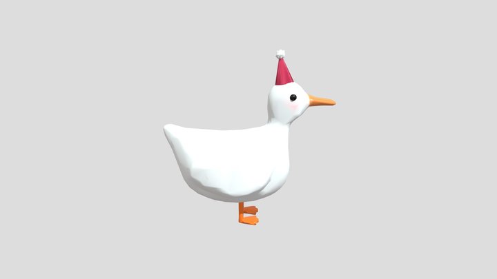 Cute Duck Wearing Party Hat 3D Model