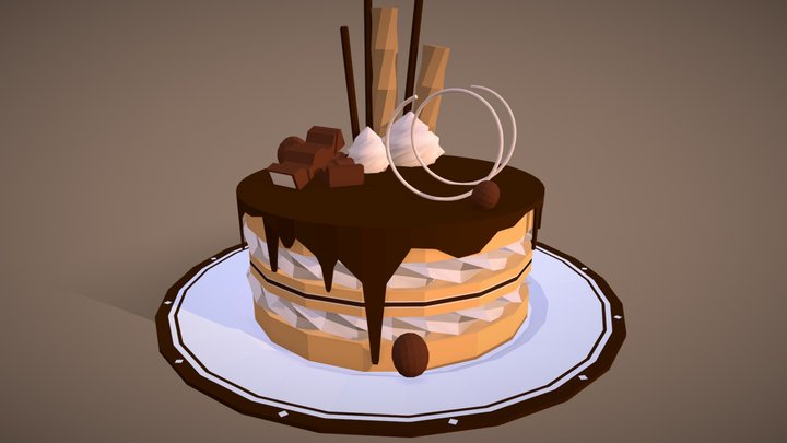 Low Poly Cake 3D Model