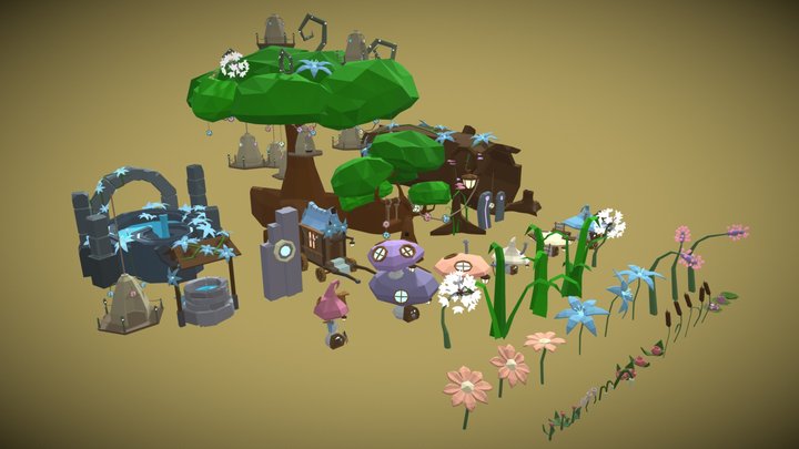 Fairy land - Stylized low poly asset pack – Kostenloses 3D-Modell STL