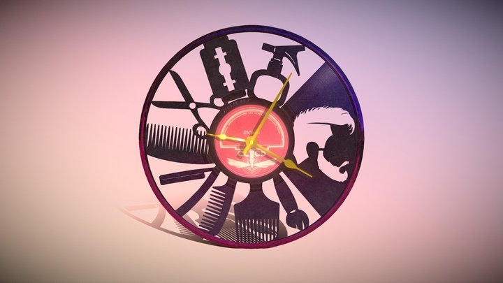 Clock Vinyl Barberia 3D Model