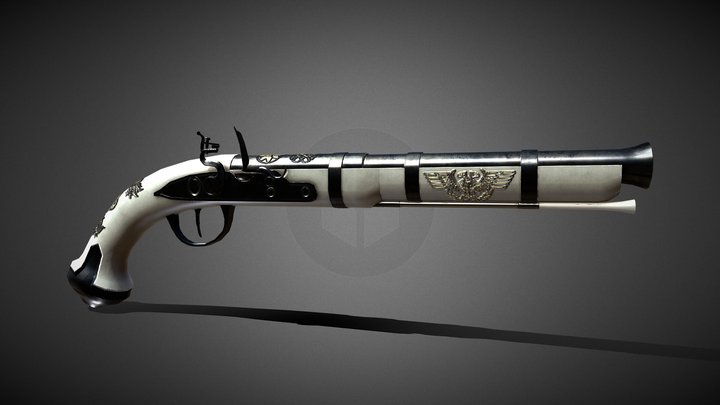 'Empress' Flintlock Dueling Pistol 3D Model