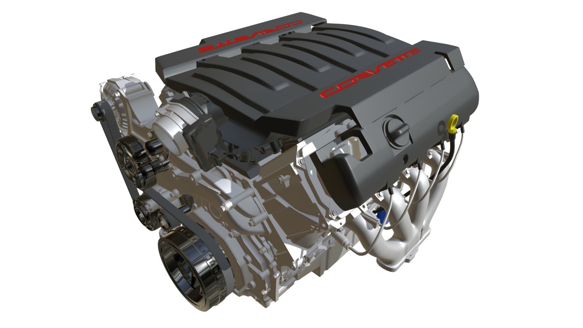 3D model Chevrolet Corvette V8 Engine - This is a 3D model of the Chevrolet Corvette V8 Engine. The 3D model is about a close-up of a machine.