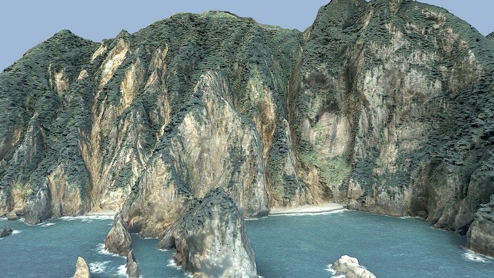 波勝崎北の断崖 Cliff nothern side of Cape Hagachi 3D Model