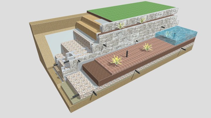 Stormwater Bioretention Pond gravity wall_MX-GVT 3D Model