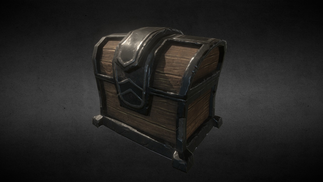 3D model Chest_20 - This is a 3D model of the Chest_20. The 3D model is about a metal box with a metal lid.