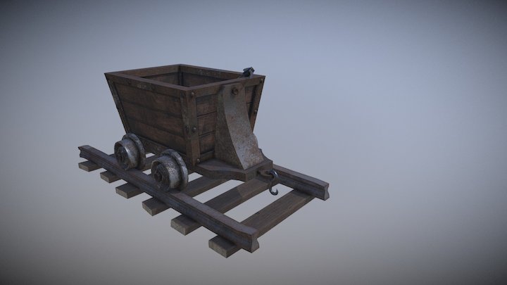 Mine cart Rusted 3D Model
