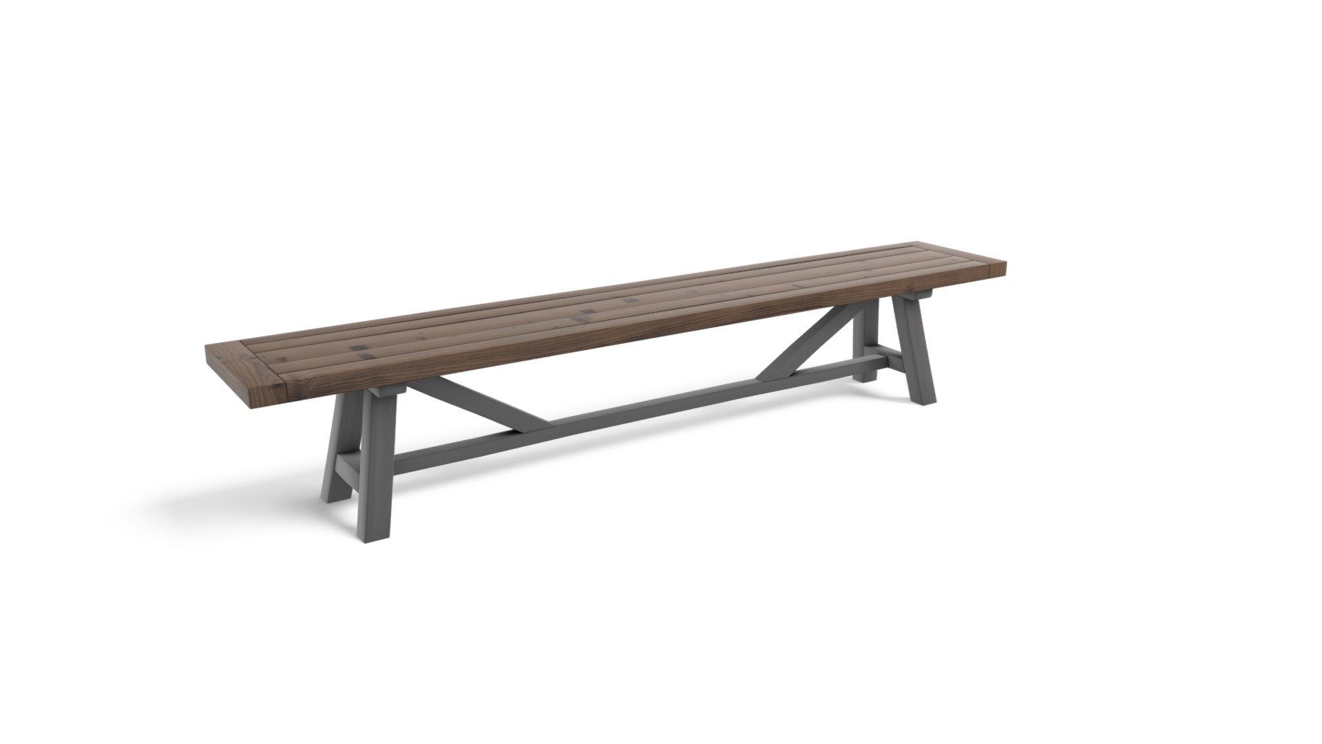 Iona Bench, Solid Wood and Grey