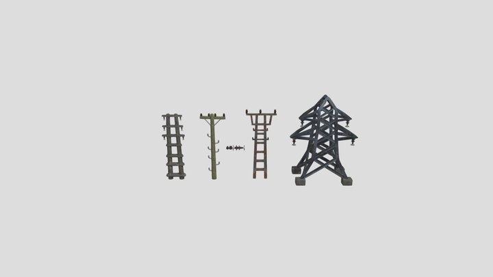 Electricity Towers and Wooden Poles Set