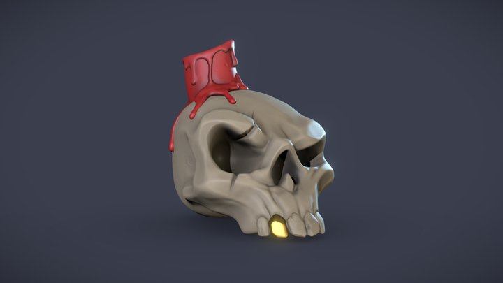 Skull with candle 3D Model