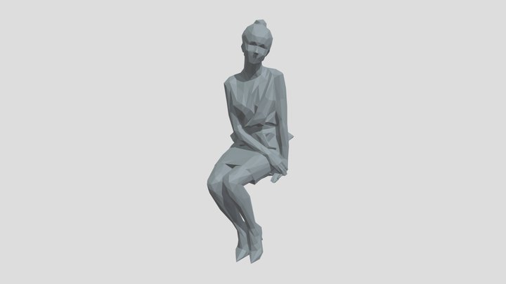 Lowpoly Female Sitting – Gratis 3D-model STL