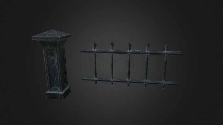 Stone Pillar And Metal Fence – Modello 3D gratuito STL