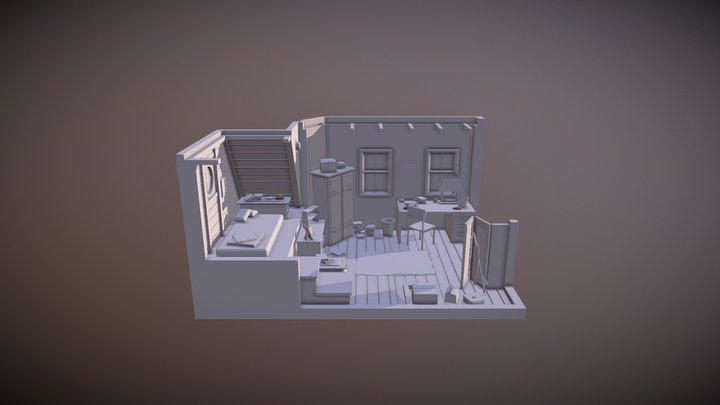 A teenager bedroom 3D Model