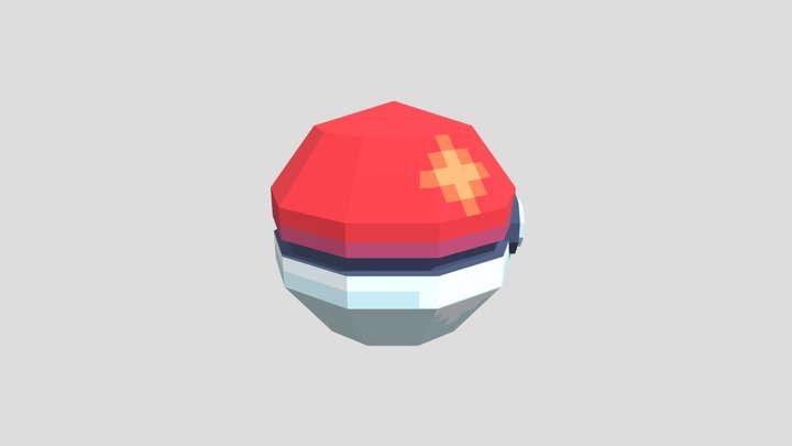 Pixelated PokeBall 3D Model