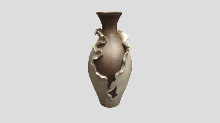 Decorative ceramic vase with unique rim design 3D Model