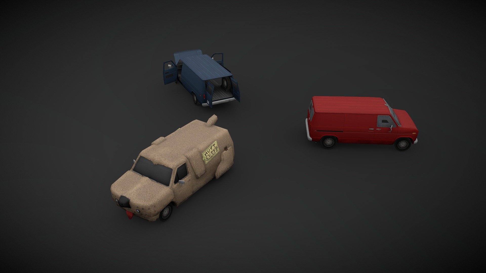 '86 Ford Econoline E150 featuring MUTT CUTTS van 3D model by KI5