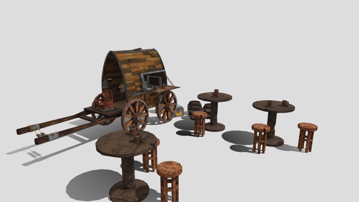 Old ''Tavern'' Carriage 3D Model