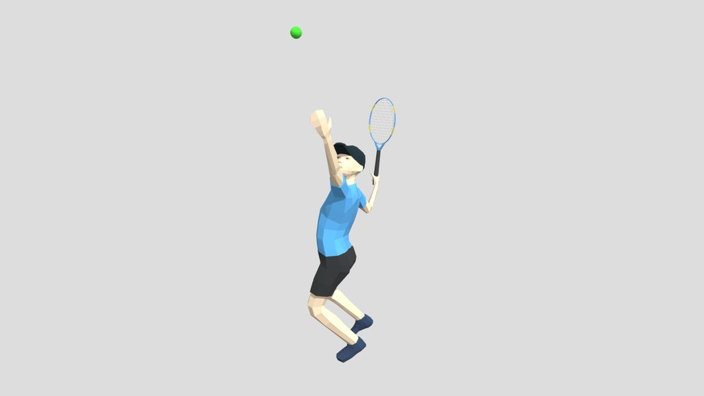 Low Poly Kid Playing Tennis
