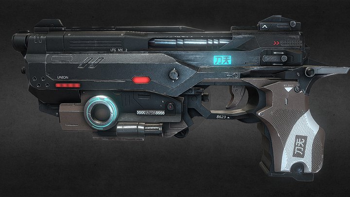 Cyberpunk pistol 3D Model