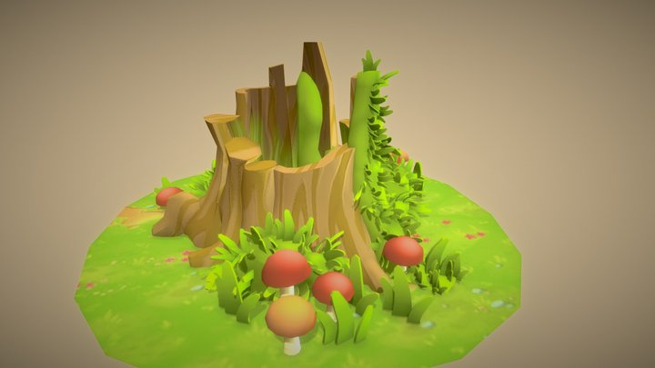 Mossy stump 3D Model