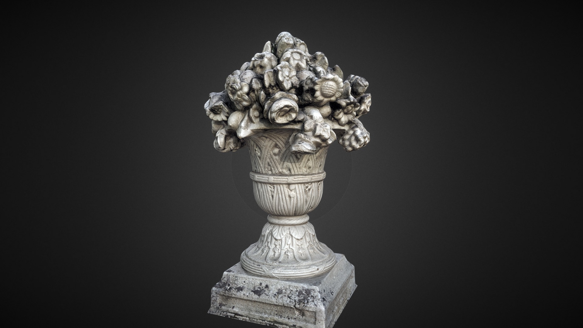 3D model Stone Sculpture - This is a 3D model of the Stone Sculpture. The 3D model is about a vase with flowers.