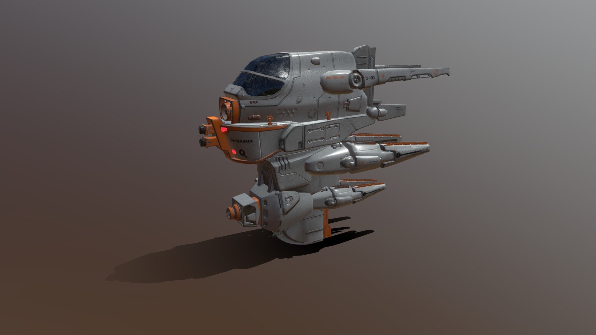 LowPoly  free 3d model Starship "Pegasus"