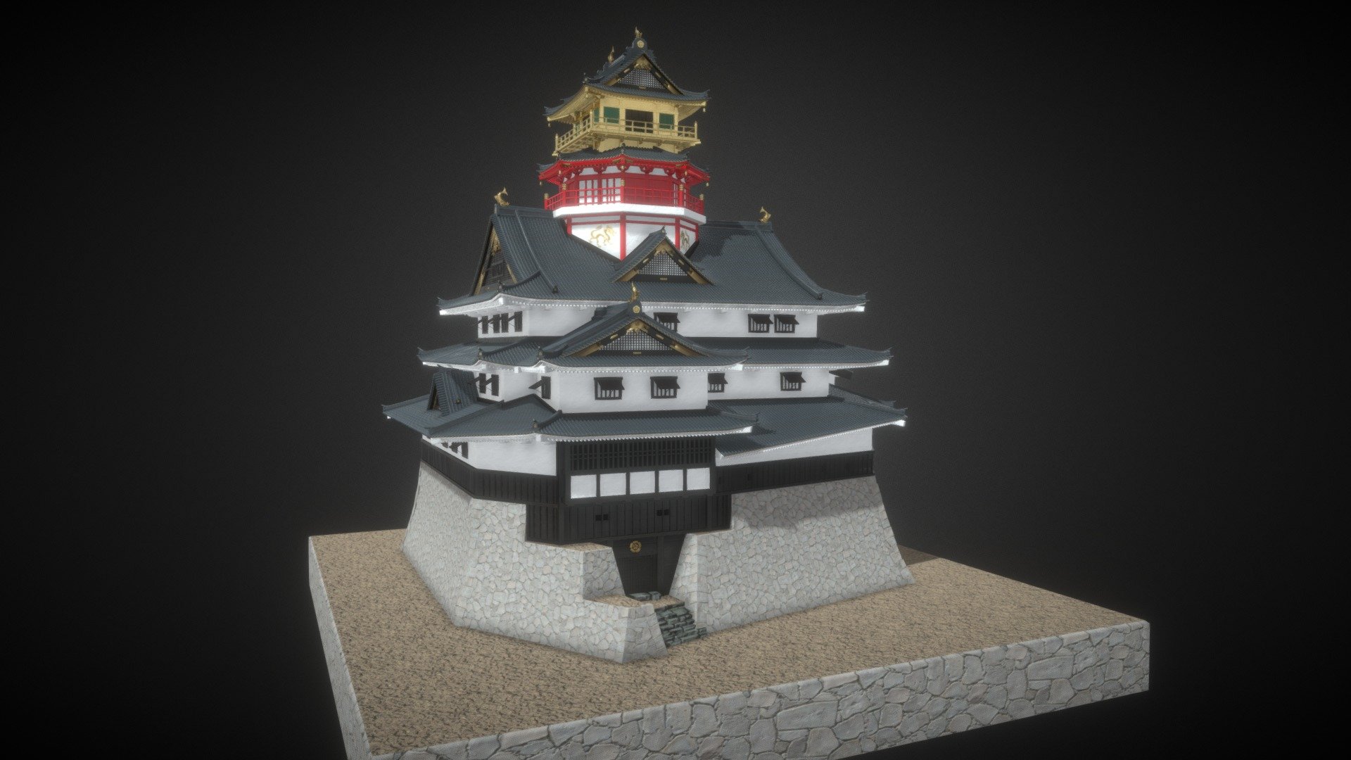 Japanese Castle [Azuchi keep Diorama] - 3D model by adriahnmiguel