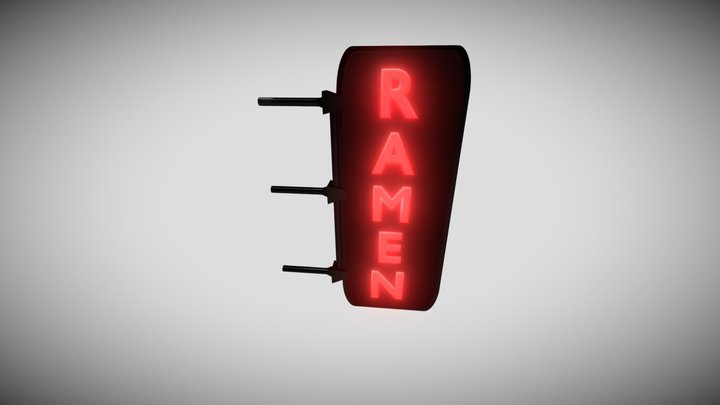 Cyberpunk Ramen Neon Sign 3D Model