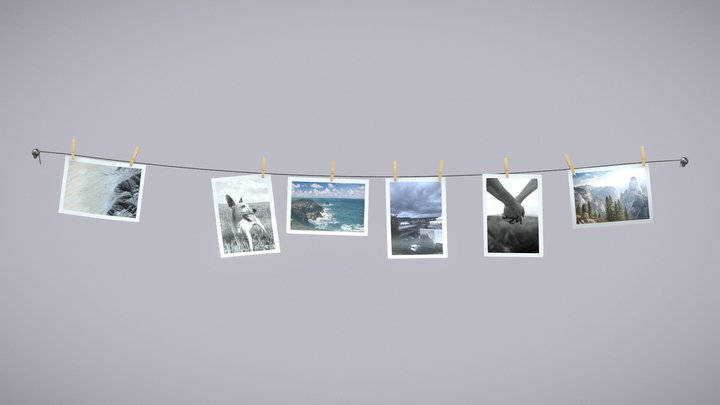 Ribbon Hung Pictures 3D Model