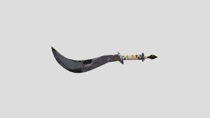 Curved sword game ready remake 3D Model