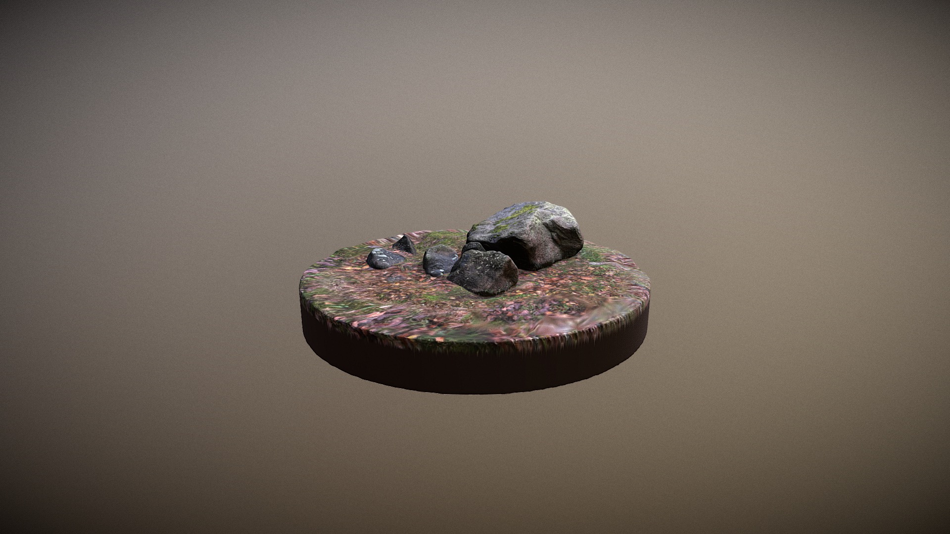 3D model Grey Granite Stones - This is a 3D model of the Grey Granite Stones. The 3D model is about a small rock on a plate.