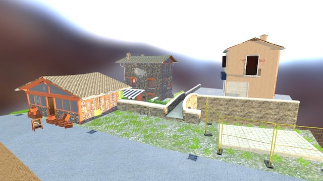Alpine City Scene 3D Model