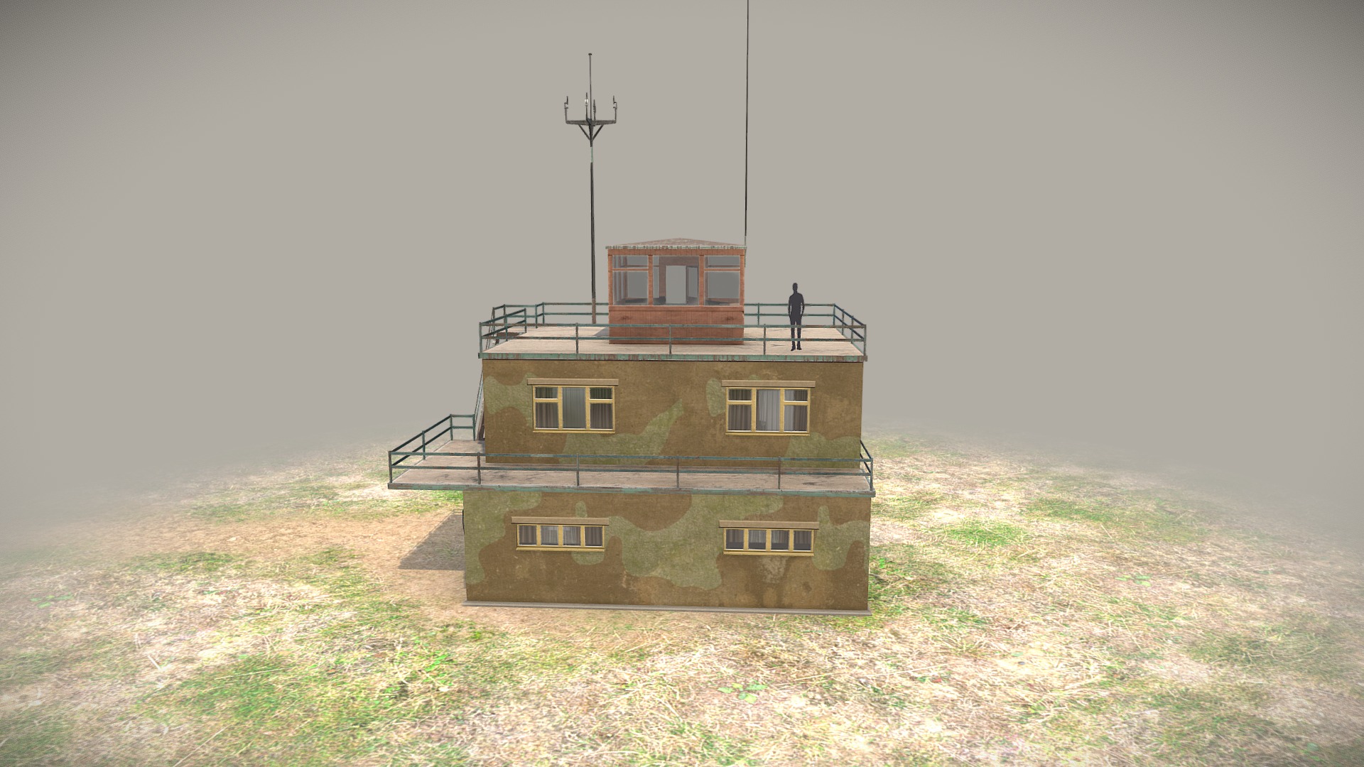 3D model Airport ControlRoom 01 - This is a 3D model of the Airport ControlRoom 01. The 3D model is about a person standing on a balcony.