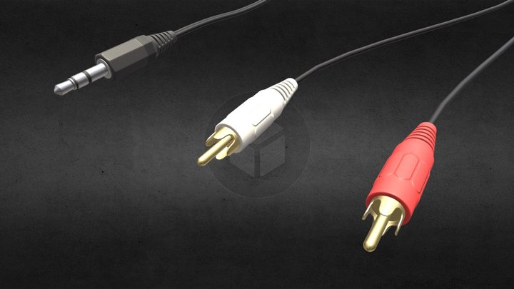 Audio cable stereo 3.5 mm Jack Plug RCA 3D Model