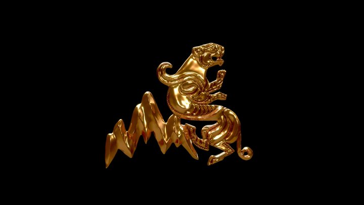Ancient Leopard plate Kazakh sculpture 3D Model