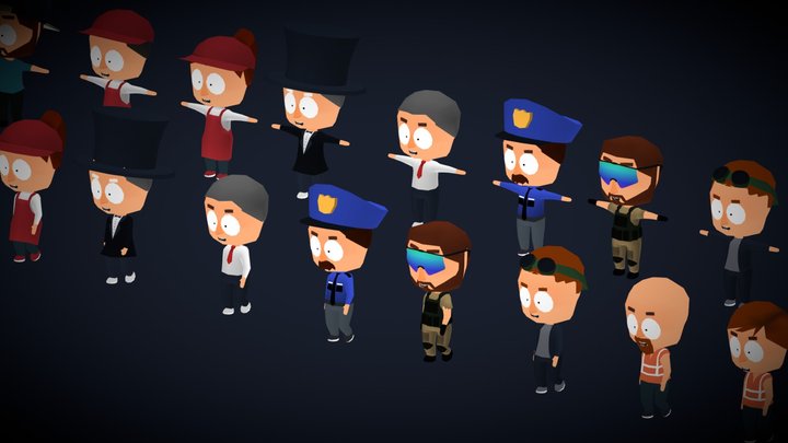 15 chibii characters 3D Model