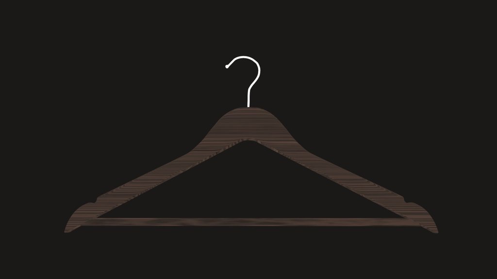 Wooden clothe hanger low-poly
