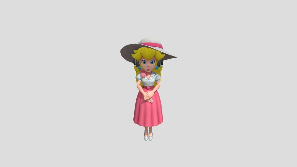 Peach in vacation outfit wearing headphones