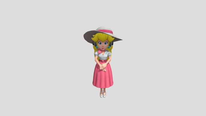 Peach in vacation outfit wearing headphones