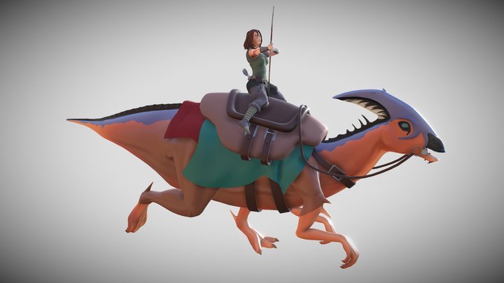 Helen On Parasaur. ARK: The Animated Series 3D Model