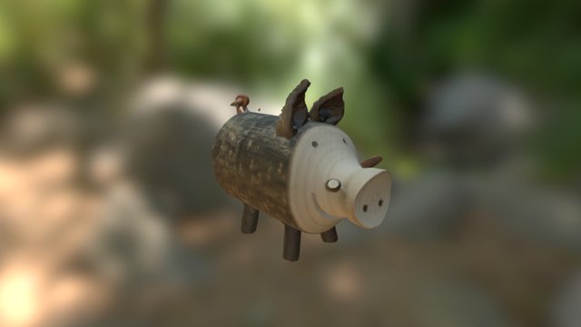 Wooden Pig 3D Model