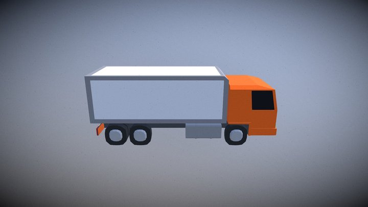 Orange Truck (Low Poly) 3D Model