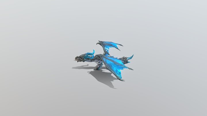Ak47 Blue Flame Draco Gun Skin FF 3D Model