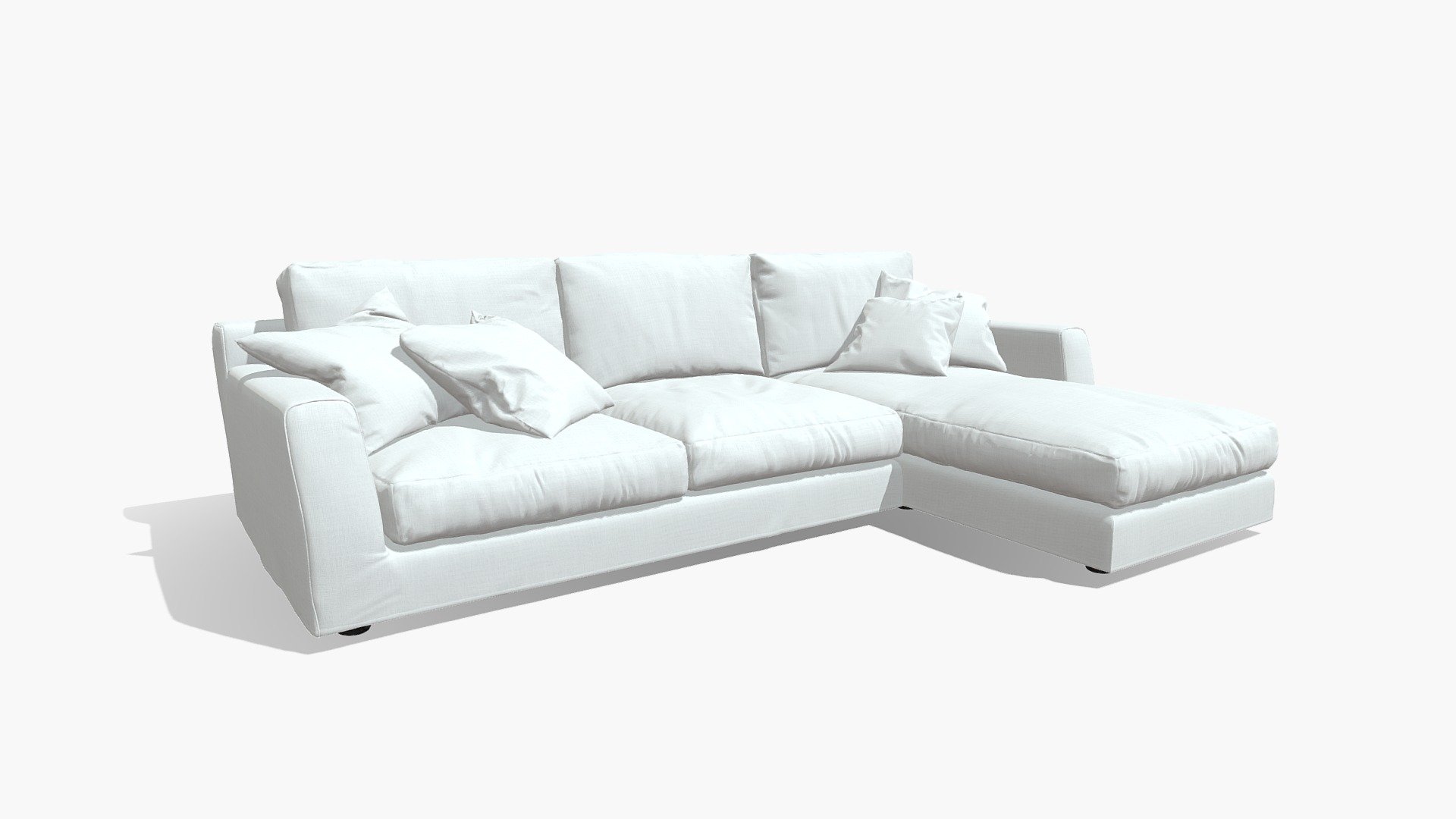 Couch Nixon White Fabric Sectional 3D model by 3D Apartment [0b76290