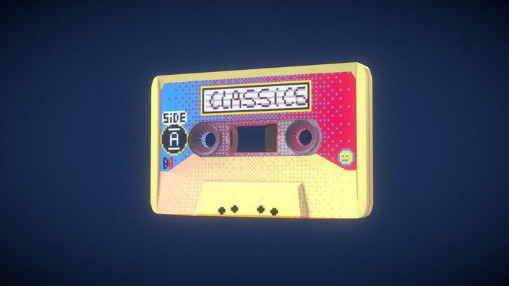 Cassette Tape Low Poly 3D Model