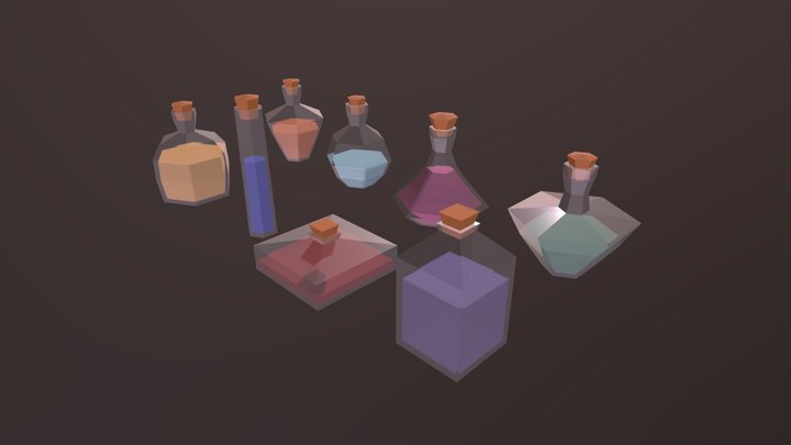 Potion bottles - Low poly 3D Model