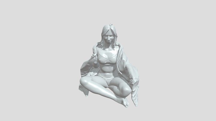 woman in white lingerie on bed 3D Model