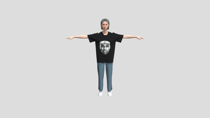 Girl Tshirt Oversized 3D Model