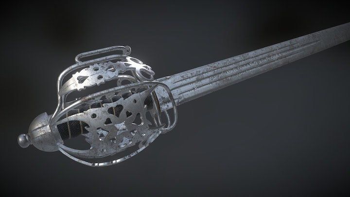 Scotish basket-hilted broadsword circa 1780 3D Model