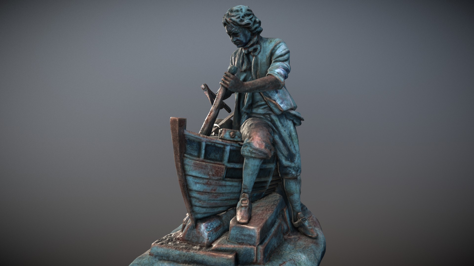 3D model Carpenter - This is a 3D model of the Carpenter. The 3D model is about a statue of a person holding a hammer.