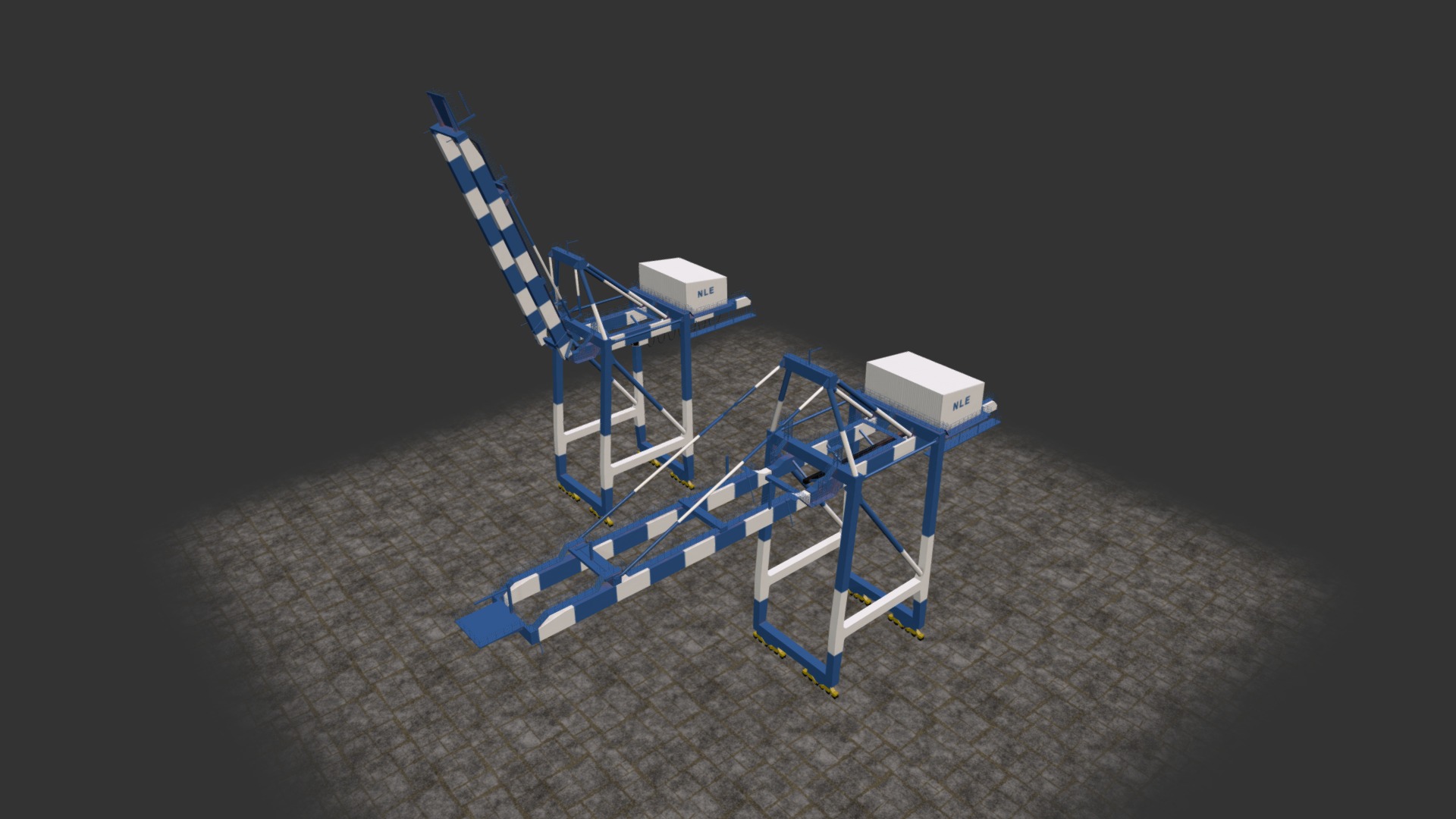 3D model Sea Crane - This is a 3D model of the Sea Crane. The 3D model is about a group of blue chairs.